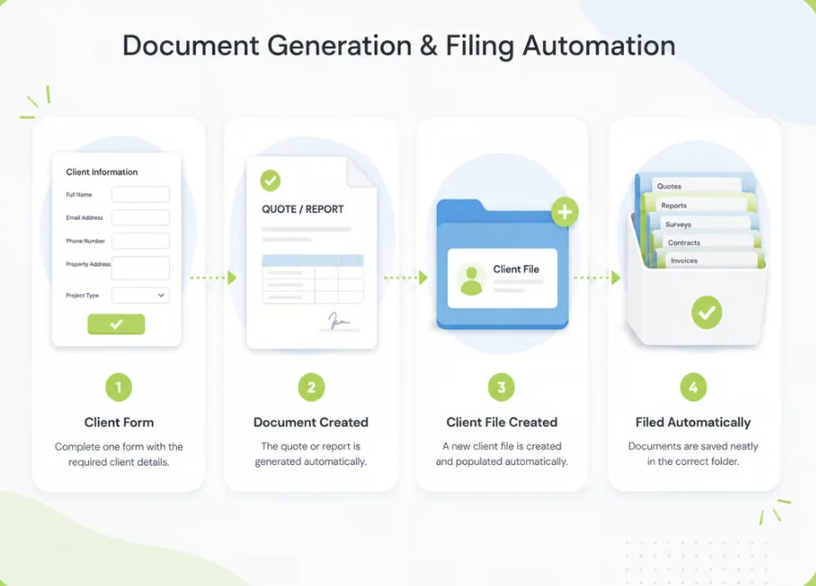 Power Automate actions that populate the Word template and create the report file